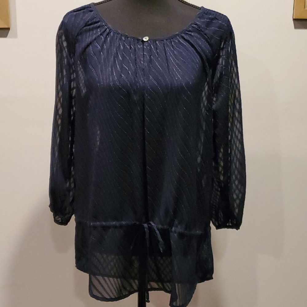 Navy blue sheer blouse
